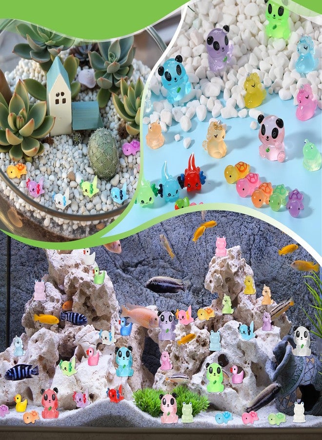 GGSTDDUP 126PCS Luminous Mini Resin Animals Glow in The Dark Duck Turtles Unicorn Frog Axolotl 5 Combination Sets for Garden Landscape Aquarium Potted Dollhouse - Image 5